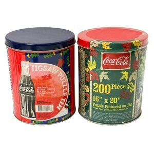 2 Coca-Cola Puzzles 1990's Polar Bear 700 Piece Boy Fishing 200 Piece NOS READ